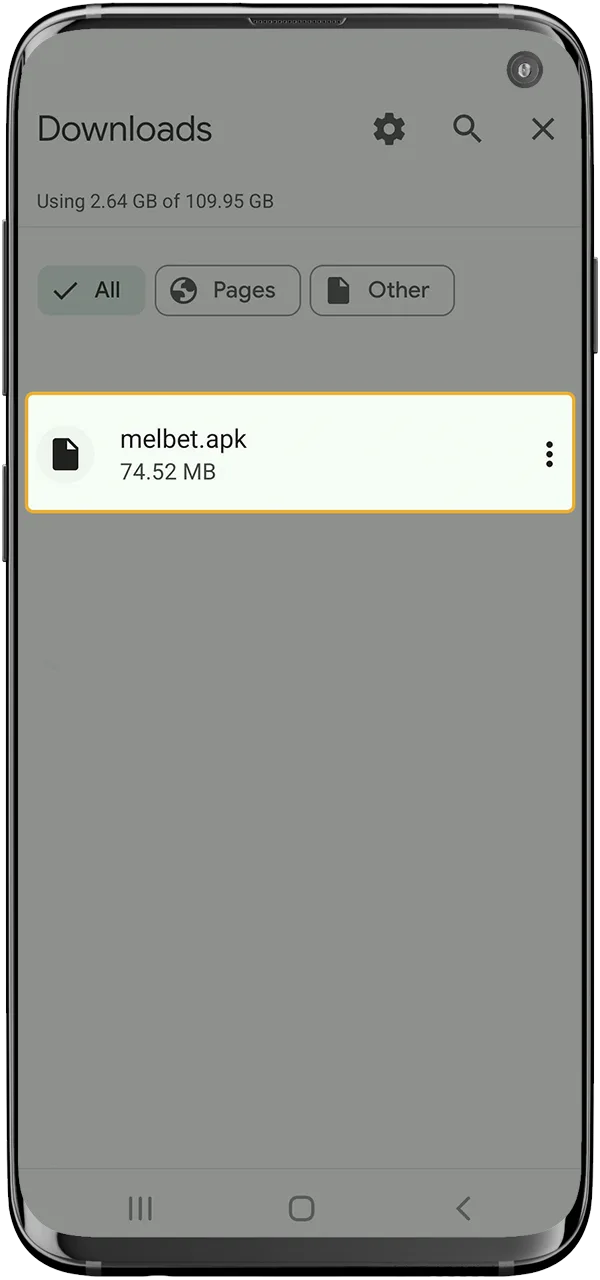 Complete the download process and open the Melbet apk.
