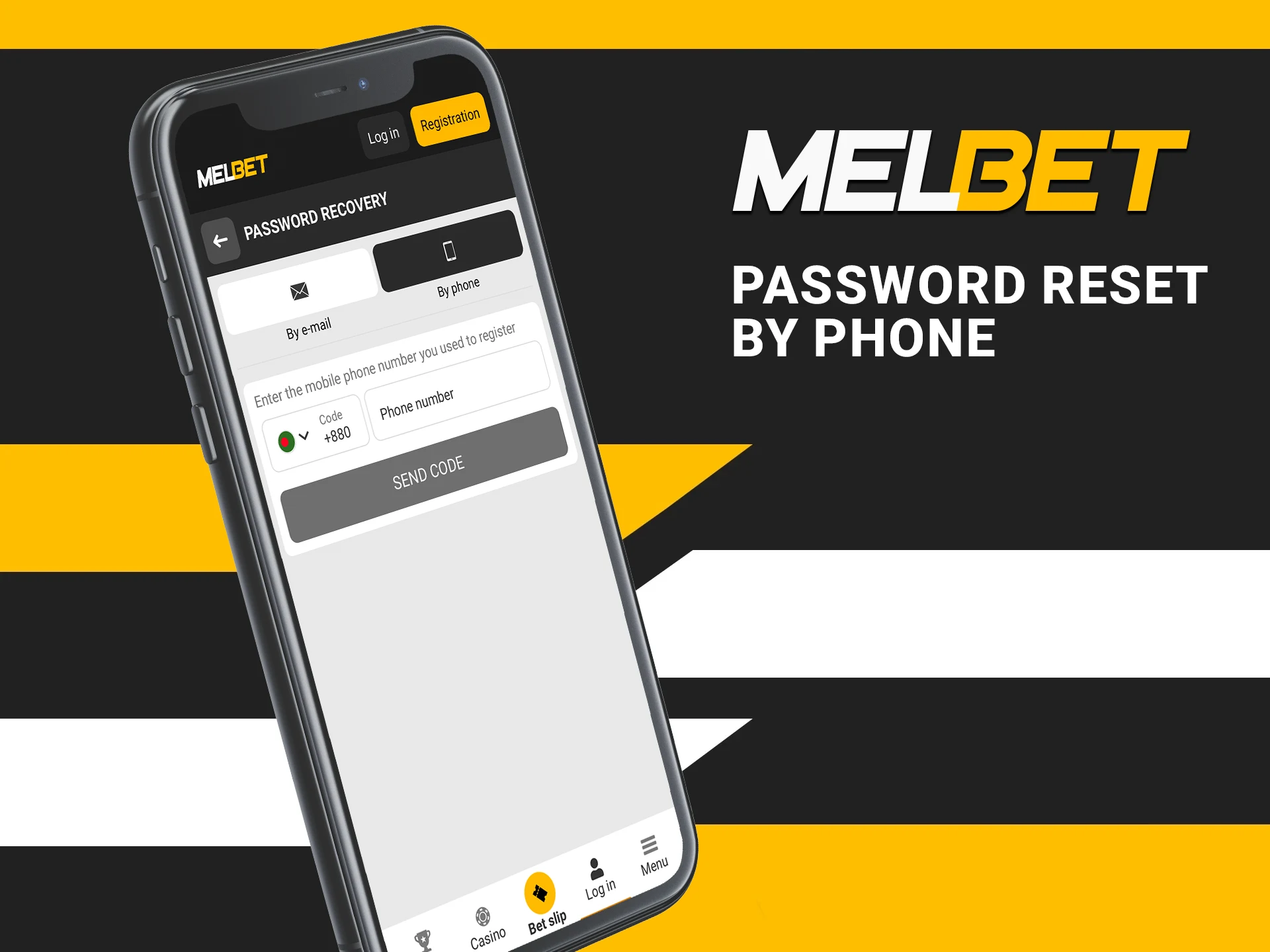 Restore access to Melbet account using your phone.