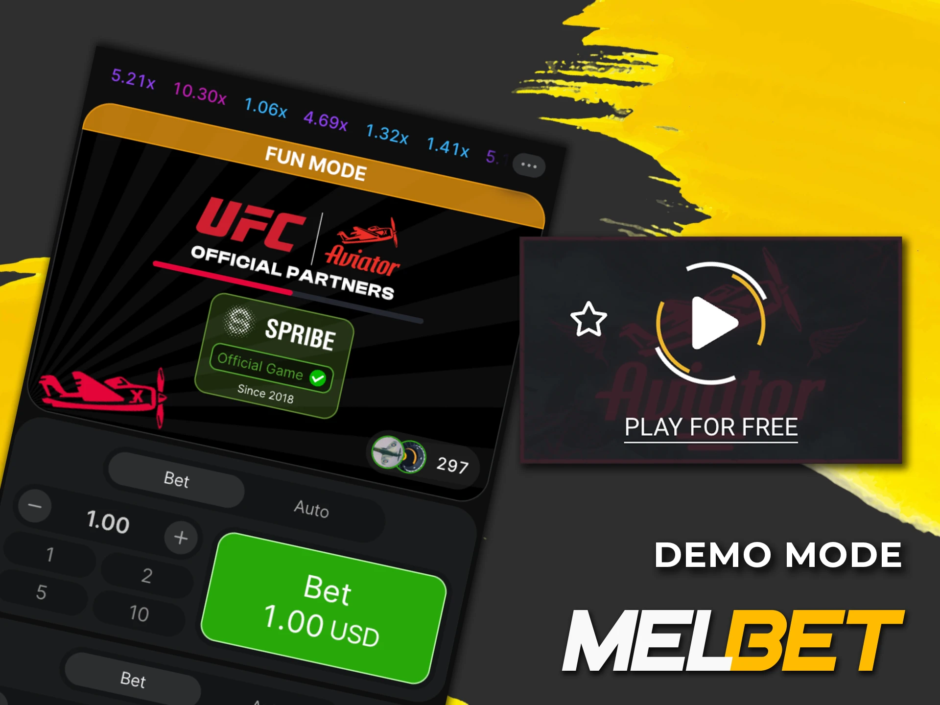 Play the demo version of Aviator on the Melbet website and gain experience.