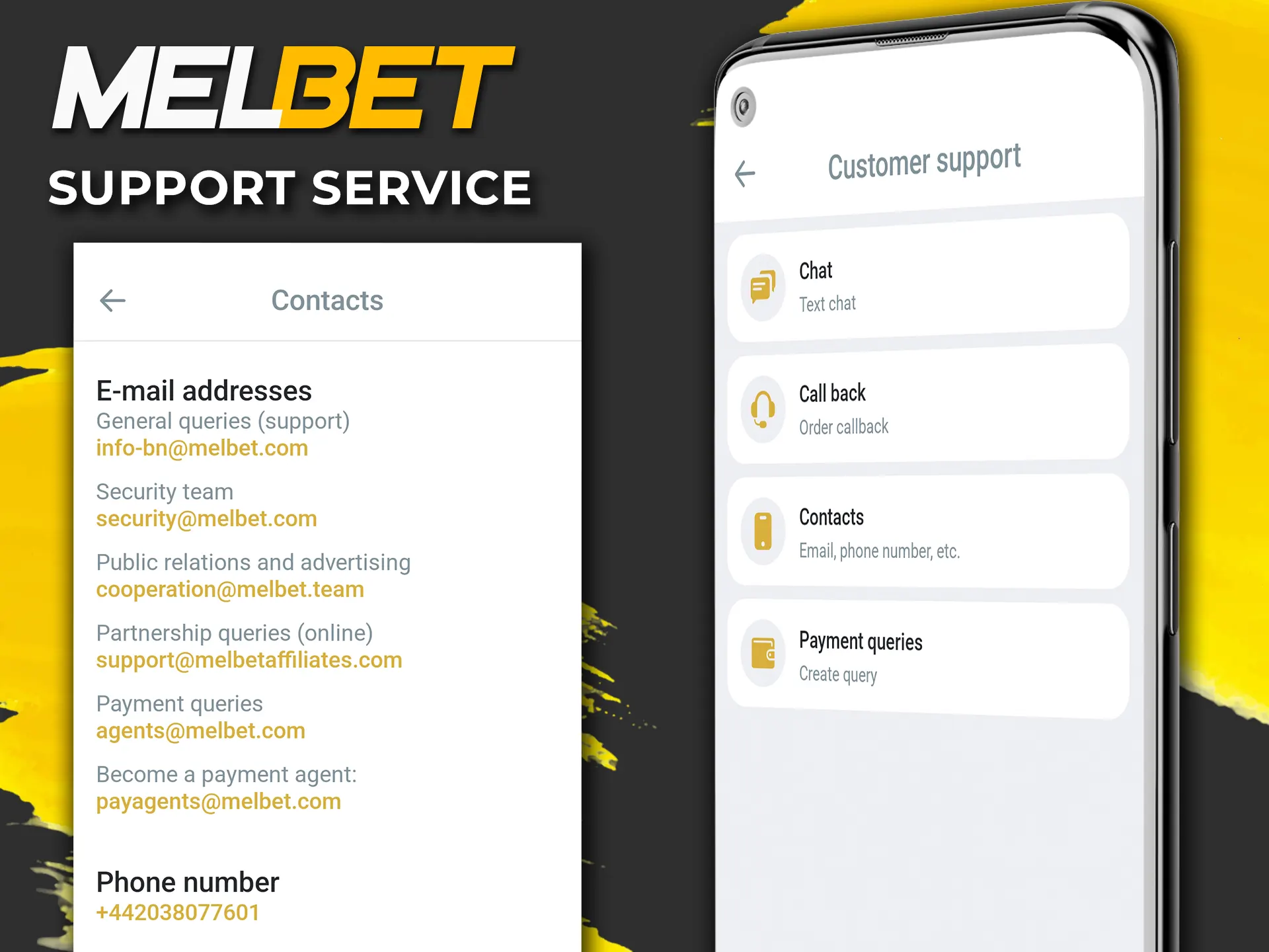 Contact customer support in the Melbet app.