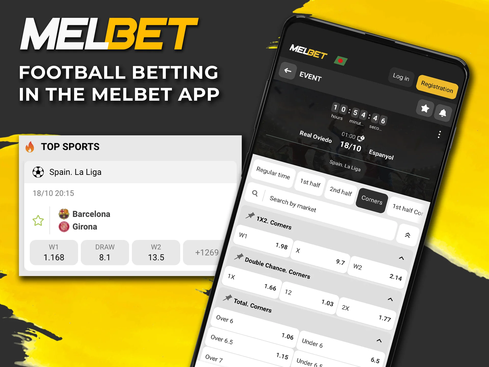 Place your bets on football from anywhere in the world thanks to the Melbet app.