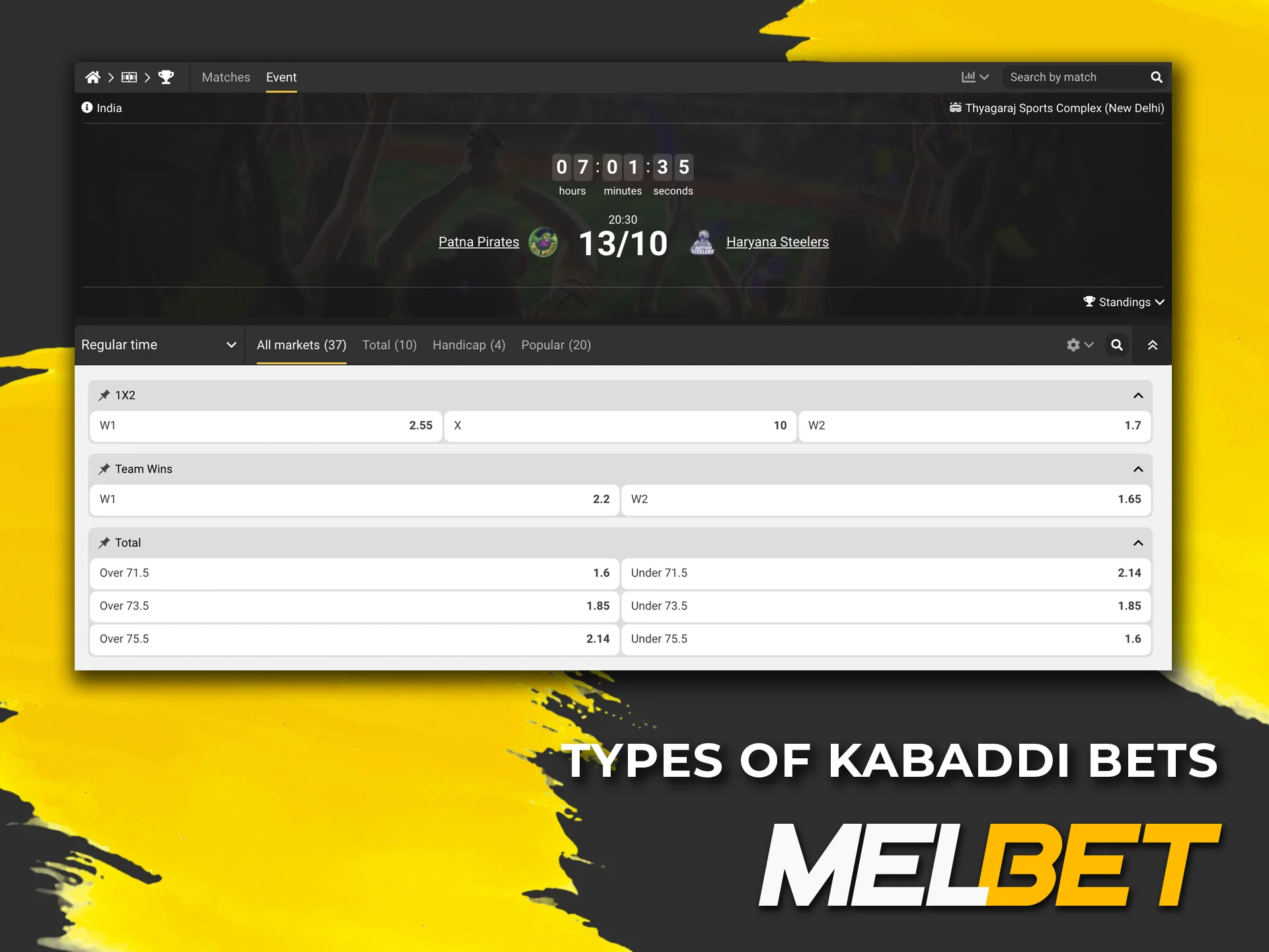 Melbet kabaddi provides you with endless ways to back your favorite teams and win big.