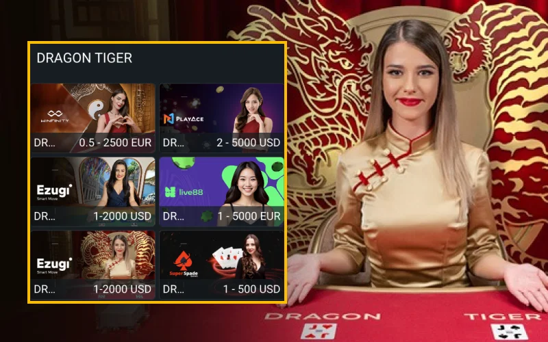 The exciting Dragon Tiger game awaits you at the live casino on the Melbet website.