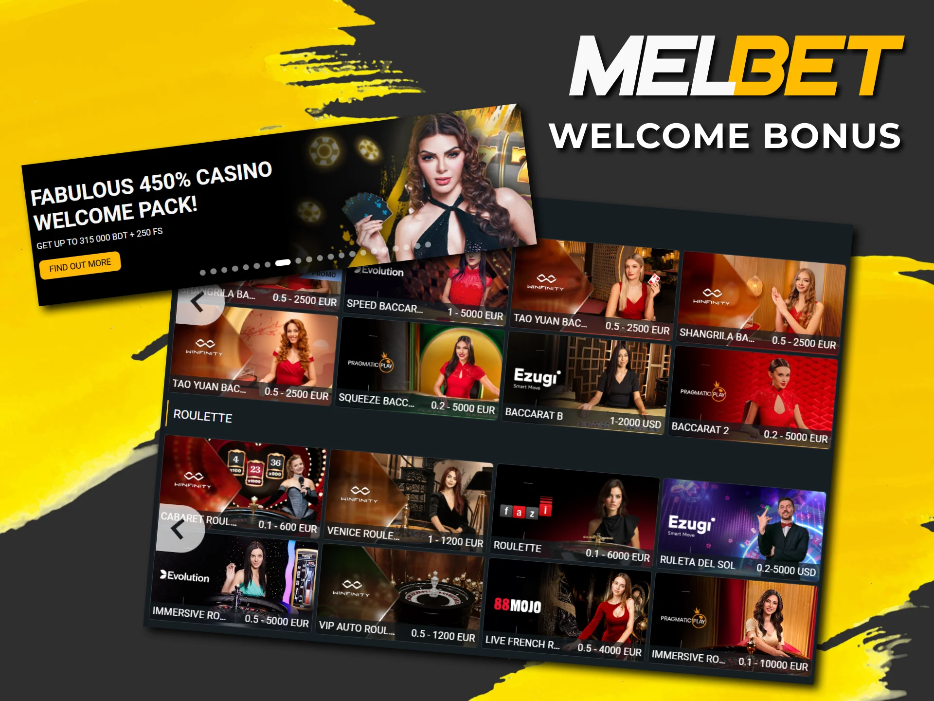 Get a casino welcome bonus on the Melbet website.
