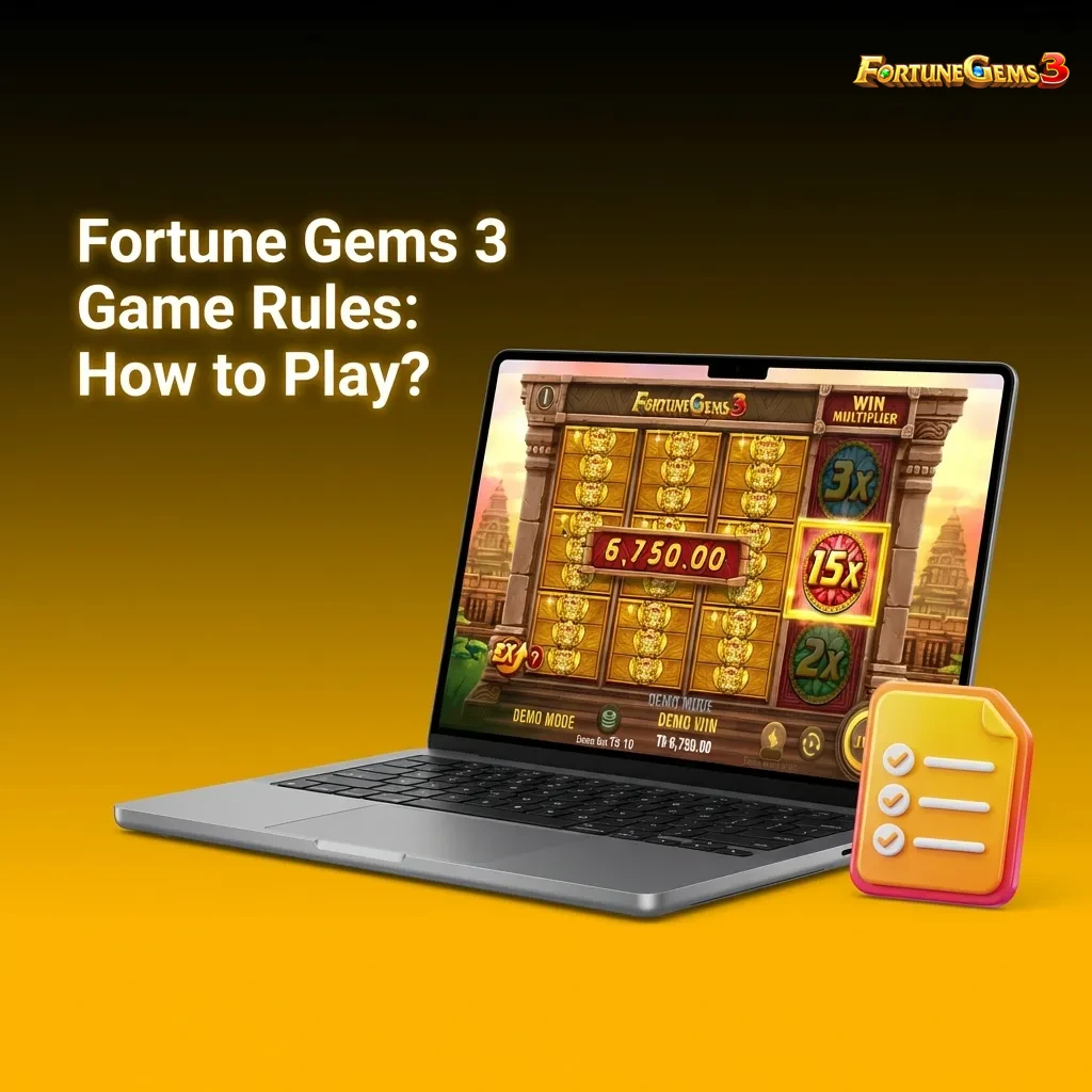 Colorful gems and multiplier display in Fortune Gems 3 arcade game showing betting interface and gameplay mechanics