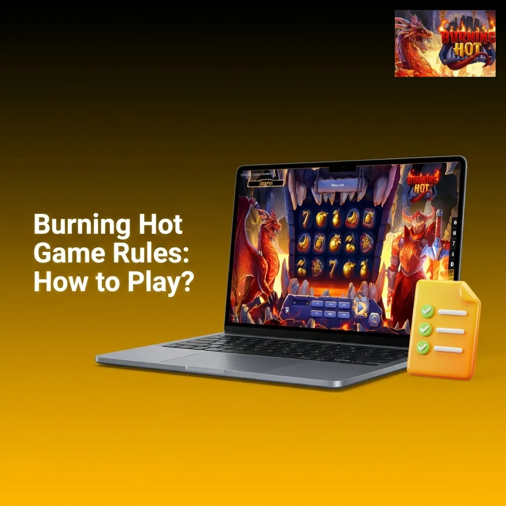 Classic 5-reel, 3-row slot machine layout showing paylines, Wild and Scatter symbols, and game controls for Burning Hot.